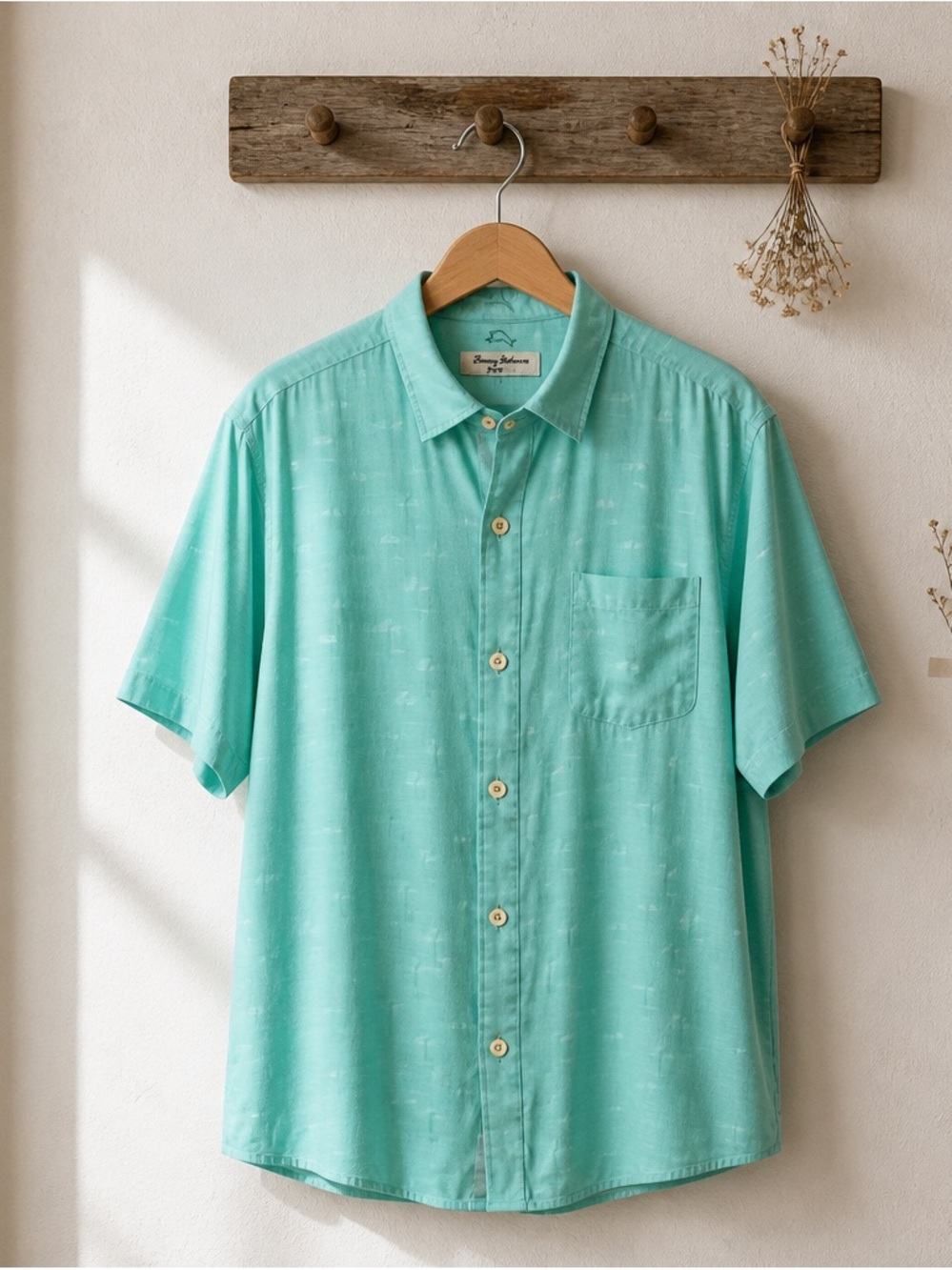 Tommy Bahama ISLANDZONE Mint Green Short-Sleeve Button-Down Shirt Size L